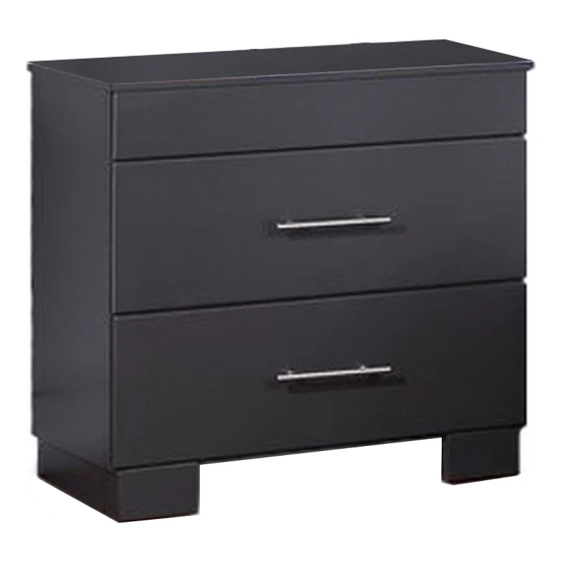 Outlet โญ Benzara Vin 23 Inch Modern Wood Nightstand 2 Drawers Simple Design Charcoal Gray โ