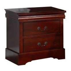 Cheap ๐ Benzara Liam 23 Inch 2 Drawer Wood Nightstand Antique Drop Handles Cherry Brown โจ