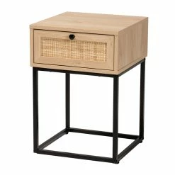 Flash Sale ๐ Baxton Studio Amelia Brown Finished Wood And Natural Rattan 1-Drawer End Table ๐