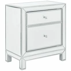 Outlet โ๏ธ Pemberly Row 1 Door Mirrored Nightstand In Antique Silver Finish ๐ฅฐ