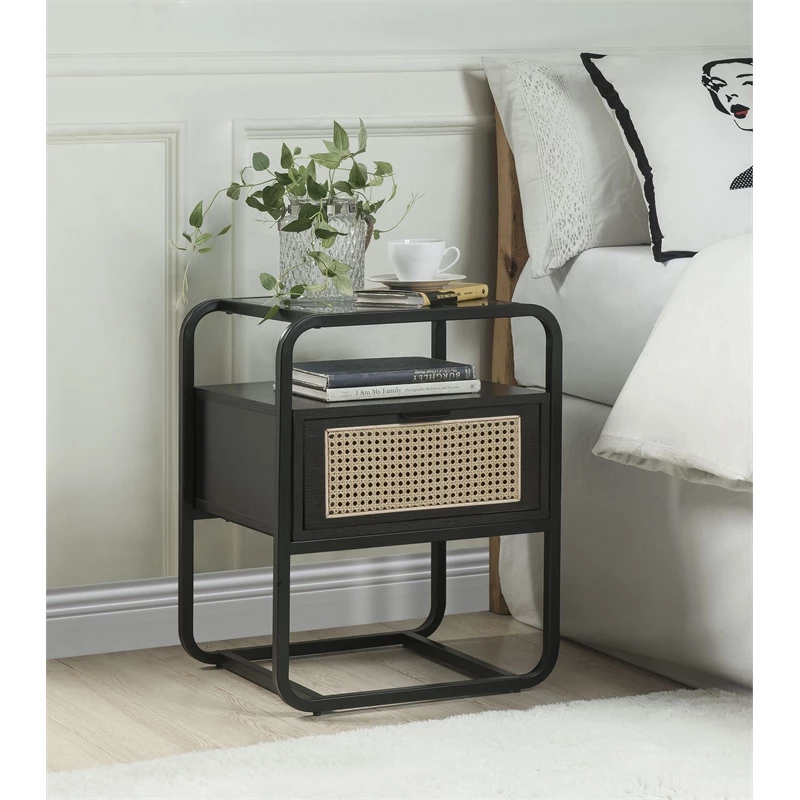 Flash Sale ๐ ACME Furniture ACME Colson 1-drawer Metal Frame Accent Table With Glass Top In Black ๐คฉ - Image 3