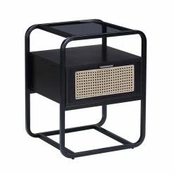 Flash Sale ๐ ACME Furniture ACME Colson 1-drawer Metal Frame Accent Table With Glass Top In Black ๐คฉ