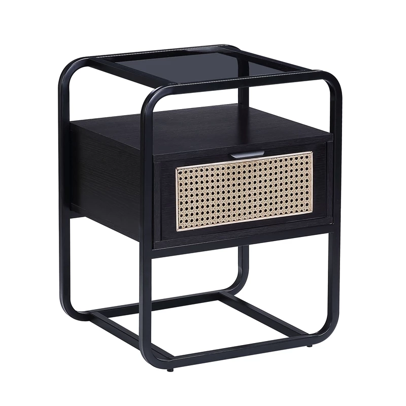 Flash Sale ๐ ACME Furniture ACME Colson 1-drawer Metal Frame Accent Table With Glass Top In Black ๐คฉ