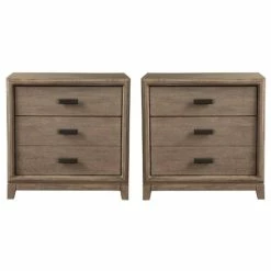 Hot Sale โจ Home Square 2 Drawer Wood Nightstand In Antique Gray - Set Of 2 ๐
