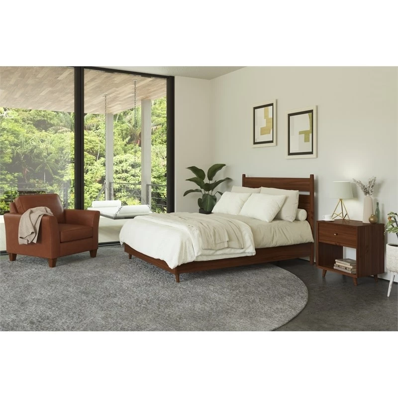 Best Sale โญ Bowery Hill Mid-Century Wooden Open Nightstand In Brown Finish ๐ - Image 2