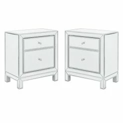 Best reviews of ๐ฏ Home Square 1 Door Mirrored Nightstand In Antique Silver - Set Of 2 ๐