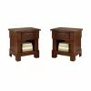 Deals 🧨 Home Square 1 Drawer Rustic Wood Nightstand In Brown Finish - Set Of 2 🛒
