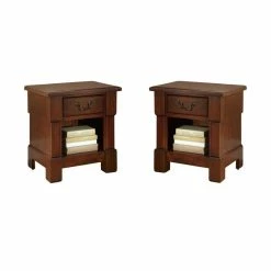 Deals ๐งจ Home Square 1 Drawer Rustic Wood Nightstand In Brown Finish - Set Of 2 ๐