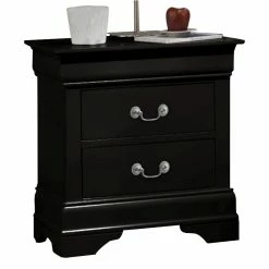 Promo ⌛ Coaster Louis Philippe 2 Drawer Nightstand In Black And Silver 👏