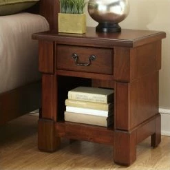 Discount ๐ Homestyles Aspen Brown Wood Nightstand With Drawer ๐ฏ