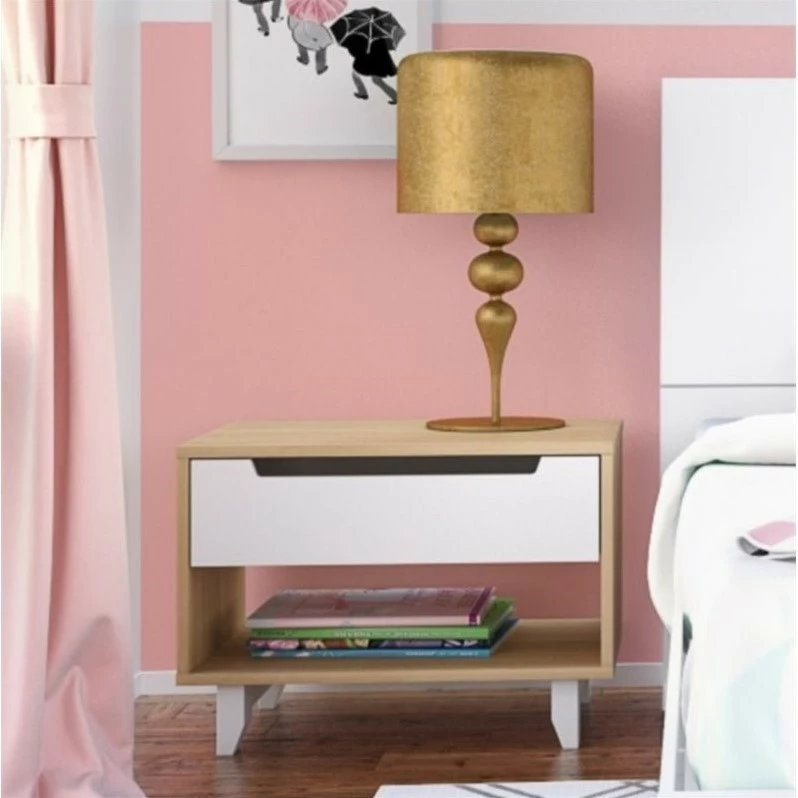 Flash Sale 😉 Nexera 1-Drawer Nightstand In White And Natural Maple ⌛ - Image 2