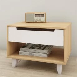 Flash Sale ๐ Nexera 1-Drawer Nightstand In White And Natural Maple โ