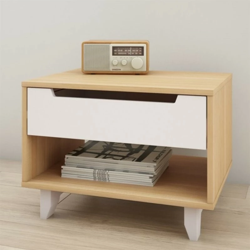 Flash Sale 😉 Nexera 1-Drawer Nightstand In White And Natural Maple ⌛